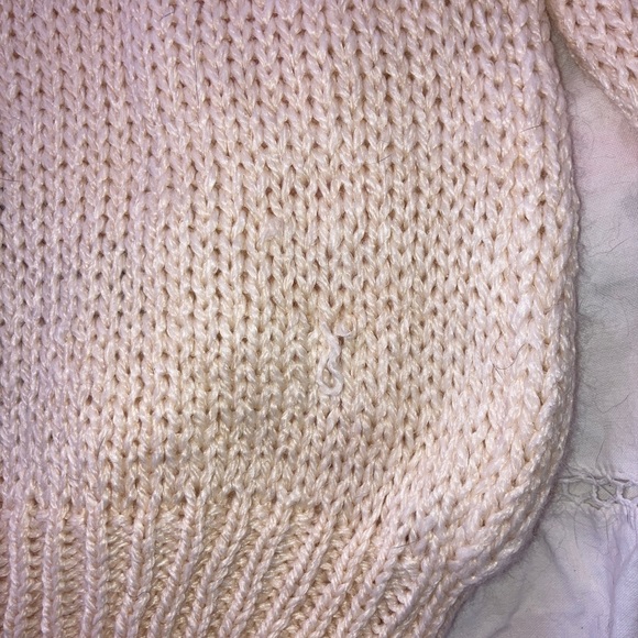 Vintage Sheridan Square hand knitted sweater cream and pink Size Small. - Picture 6 of 9